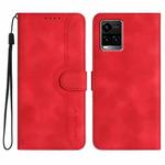 For vivo Y33s 4G Global/Y21/Y21s/Y21t Heart Pattern Skin Feel Leather Phone Case(Red)