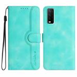 For vivo Y20a/Y20g/Y12a Heart Pattern Skin Feel Leather Phone Case(Light Blue)