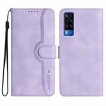 For vivo Y51 2020 India/Y31 4G India Heart Pattern Skin Feel Leather Phone Case(Purple)