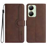For vivo Y27 4G Global Heart Pattern Skin Feel Leather Phone Case(Brown)