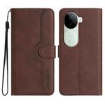 For vivo iQOO Z9s / V40e India Heart Pattern Skin Feel Leather Phone Case(Brown)