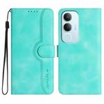 For vivo Y19s Global Heart Pattern Skin Feel Leather Phone Case(Light Blue)