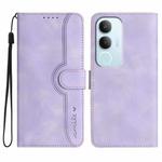 For vivo Y19s Global Heart Pattern Skin Feel Leather Phone Case(Purple)