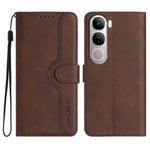 For vivo Y300 / vivo V40 Lite 4G / 5G IDN Heart Pattern Skin Feel Leather Phone Case(Brown)