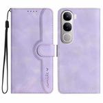 For vivo Y300 / vivo V40 Lite 4G / 5G IDN Heart Pattern Skin Feel Leather Phone Case(Purple)