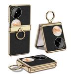 For Huawei Pocket 2 GKK Electroplated Leather Phone Case with Ring(Black)