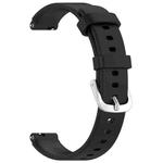 12mm Universal Solid Color Silver Buckle Silicone Watch Band(Black)