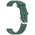 12mm Universal Solid Color Silver Buckle Silicone Watch Band(Dark Green)