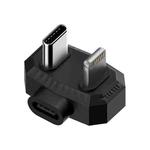 Type-C to USB-C / Type-C + 8 Pin Lavalier Microphone U-shaped Charging Adapter OTG Converter(Black)