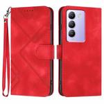 For vivo V30 Lite 5G India/T3 5G IDN Line Pattern Skin Feel Leather Phone Case(Red)