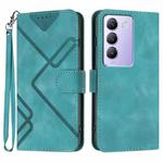 For vivo V30 Lite 5G India/T3 5G IDN Line Pattern Skin Feel Leather Phone Case(Light Blue)