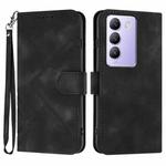 For vivo V30 Lite 5G India/T3 5G IDN Line Pattern Skin Feel Leather Phone Case(Black)