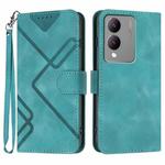 For vivo Y17s 4G Global/Y28 5G India Line Pattern Skin Feel Leather Phone Case(Light Blue)