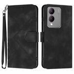 For vivo Y17s 4G Global/Y28 5G India Line Pattern Skin Feel Leather Phone Case(Black)