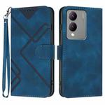 For vivo Y17s 4G Global/Y28 5G India Line Pattern Skin Feel Leather Phone Case(Royal Blue)