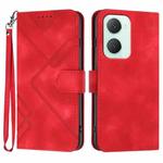 For vivo Y03 4G Global Line Pattern Skin Feel Leather Phone Case(Red)