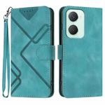 For vivo Y03 4G Global Line Pattern Skin Feel Leather Phone Case(Light Blue)