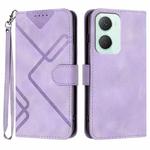 For vivo Y03 4G Global Line Pattern Skin Feel Leather Phone Case(Light Purple)