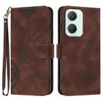 For vivo Y03 4G Global Line Pattern Skin Feel Leather Phone Case(Coffee)