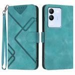 For vivo V30 Lite 5G Global Line Pattern Skin Feel Leather Phone Case(Light Blue)