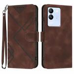 For vivo V30 Lite 5G Global Line Pattern Skin Feel Leather Phone Case(Coffee)