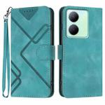 For vivo Y27 5G/Y36 4G India Line Pattern Skin Feel Leather Phone Case(Light Blue)