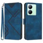 For vivo Y36 5G Global/Y36 4G Global Line Pattern Skin Feel Leather Phone Case(Royal Blue)