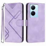 For vivo Y78+ 5G Global/Y78 5G Global Line Pattern Skin Feel Leather Phone Case(Light Purple)
