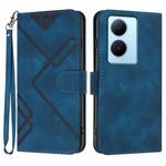 For vivo Y78+ 5G Global/Y78 5G Global Line Pattern Skin Feel Leather Phone Case(Royal Blue)