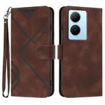 For vivo V29 Lite Line Pattern Skin Feel Leather Phone Case(Coffee)