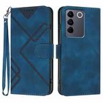 For vivo V27 5G Global/V27 Pro 5G Global Line Pattern Skin Feel Leather Phone Case(Royal Blue)