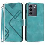 For vivo V27e 4G Global/T2 4G Global Line Pattern Skin Feel Leather Phone Case(Light Blue)