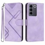 For vivo V27e 4G Global/T2 4G Global Line Pattern Skin Feel Leather Phone Case(Light Purple)