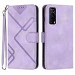 For vivo Y72 5G/iQOO Z3/Y52 5G Line Pattern Skin Feel Leather Phone Case(Light Purple)