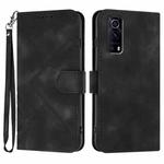 For vivo Y72 5G/iQOO Z3/Y52 5G Line Pattern Skin Feel Leather Phone Case(Black)