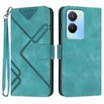 For vivo Y02s 4G Global Line Pattern Skin Feel Leather Phone Case(Light Blue)