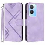 For vivo Y02s 4G Global Line Pattern Skin Feel Leather Phone Case(Light Purple)