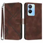 For vivo Y02s 4G Global Line Pattern Skin Feel Leather Phone Case(Coffee)