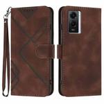 For vivo Y55s 2023 5G/Y55 5G Global Line Pattern Skin Feel Leather Phone Case(Coffee)