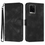 For vivo Y33s 4G Global/Y21/Y21s/Y21t Line Pattern Skin Feel Leather Phone Case(Black)