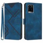 For vivo Y33s 4G Global/Y21/Y21s/Y21t Line Pattern Skin Feel Leather Phone Case(Royal Blue)