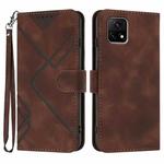 For vivo Y72 5G India Line Pattern Skin Feel Leather Phone Case(Coffee)