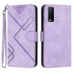 For vivo Y20/Y20i/Y11s/Y12s/iQOO U1x Line Pattern Skin Feel Leather Phone Case(Light Purple)