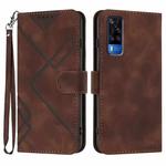 For vivo Y51 2020 India/Y31 4G India Line Pattern Skin Feel Leather Phone Case(Coffee)