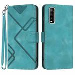 For vivo Y70s Line Pattern Skin Feel Leather Phone Case(Light Blue)