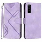 For vivo Y70s Line Pattern Skin Feel Leather Phone Case(Light Purple)