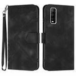 For vivo Y70s Line Pattern Skin Feel Leather Phone Case(Black)