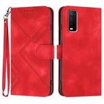 For vivo Y30 4G Global Line Pattern Skin Feel Leather Phone Case(Red)