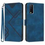 For vivo Y30 4G Global Line Pattern Skin Feel Leather Phone Case(Royal Blue)