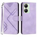 For vivo Y27 4G Global Line Pattern Skin Feel Leather Phone Case(Light Purple)